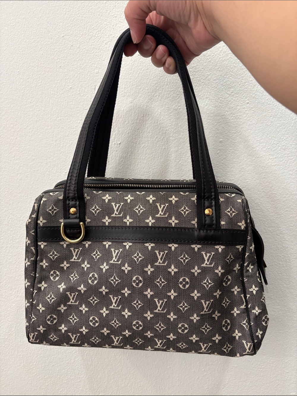 Louis Vuitton Monogram Canvas Shoulder Bag in Dark Brown and Cream